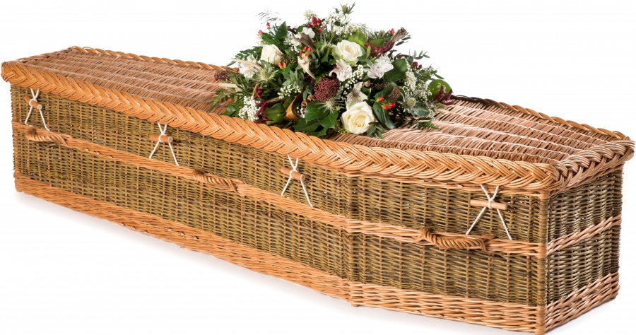 English Willow Traditional Coffin in Green